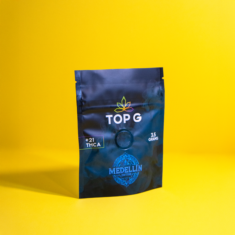 Top G Farm Medellin hemp-derived THCa flower, premium reserve