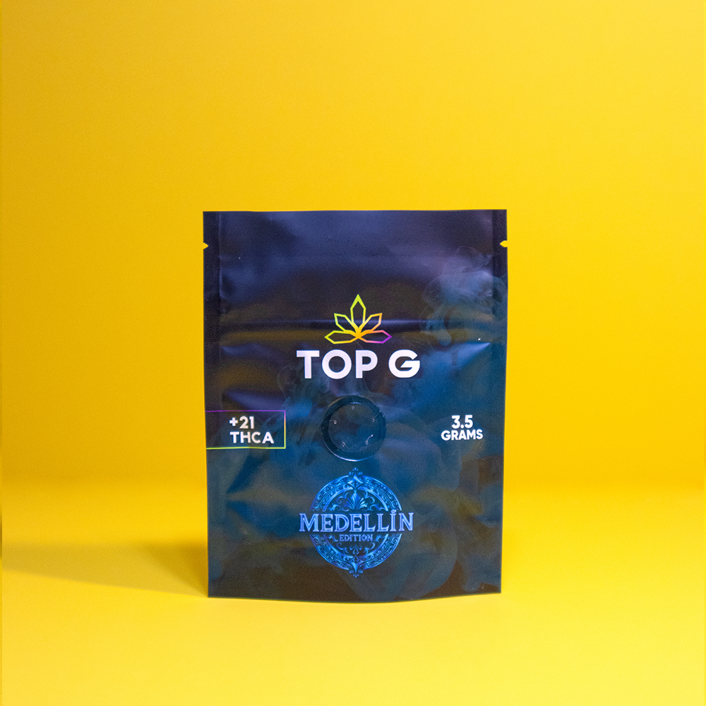 Top G Farm Medellin hemp-derived THCa flower, premium reserve