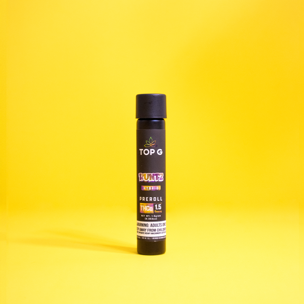 Top G Farm 1.5g hemp flower pre-roll, lab-tested, Farm Bill compliant
