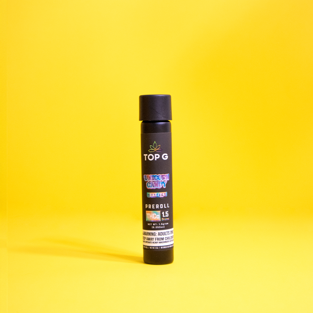 Top G Farm 1.5g hemp flower pre-roll, lab-tested, Farm Bill compliant